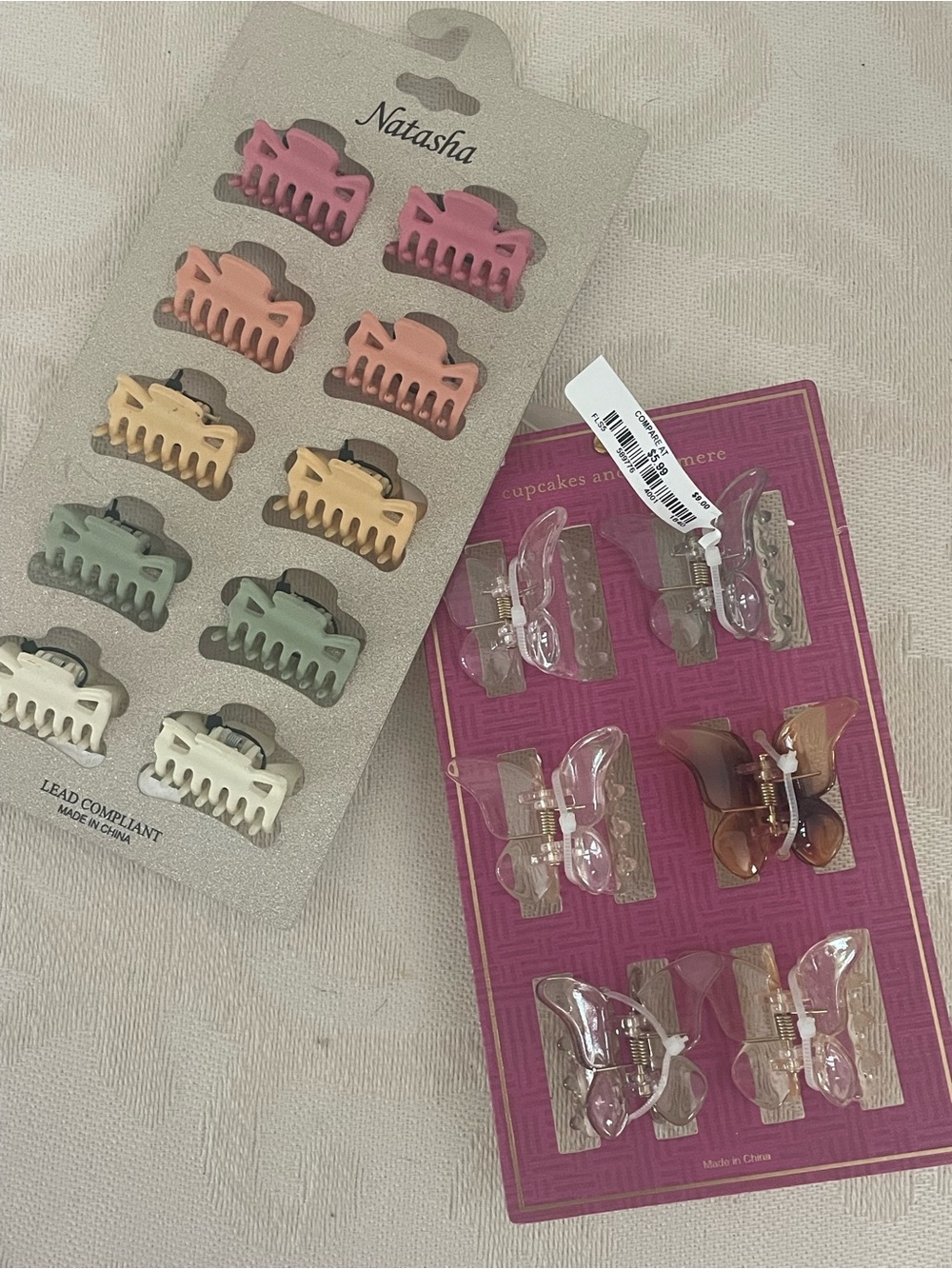 Natasha Pastel Mini Hair Claw Set - Multicolor and Buttefly Clip Set